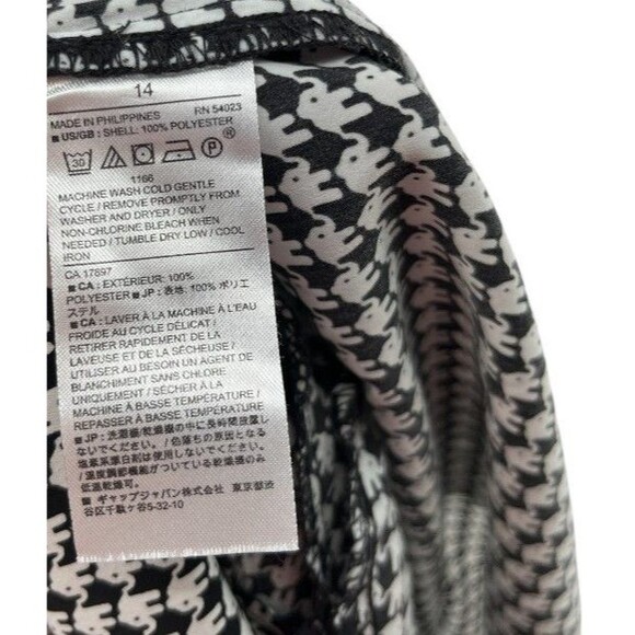 Banana Republic Dress Women's Size 14 Black White Elephant Pattern Button Up - Picture 6 of 6